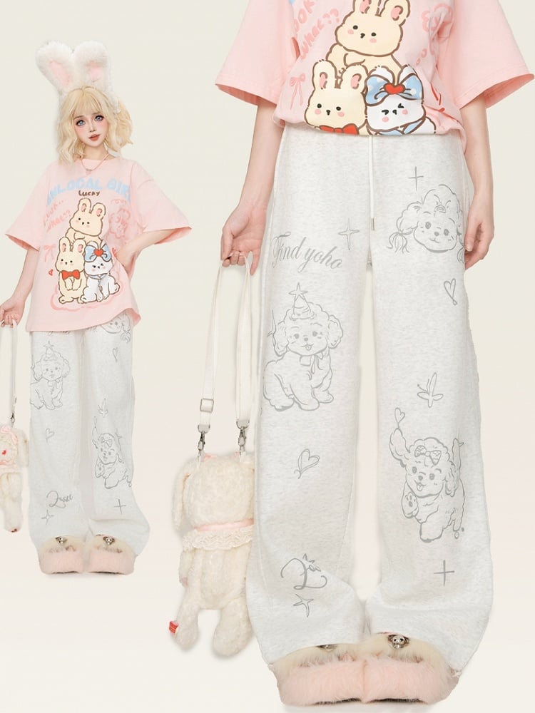 Grey Puppies Straight-leg Cut Casual Sweat Pants