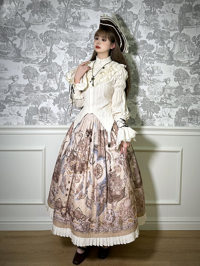 Pirate Skirt Print Waist Creamy Ship Lolita Belt Corset