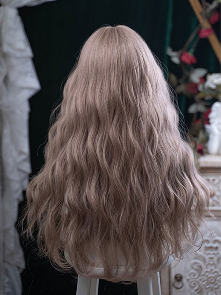 With Wig Bangs 72CM Length Wavy Champagne Curtain
