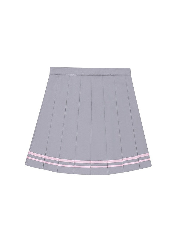 Grey High Waist Pleated Skirt