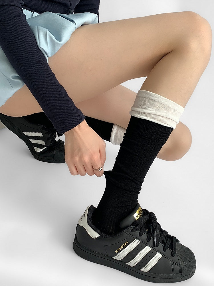Knitted BlackBeige Calf Socks