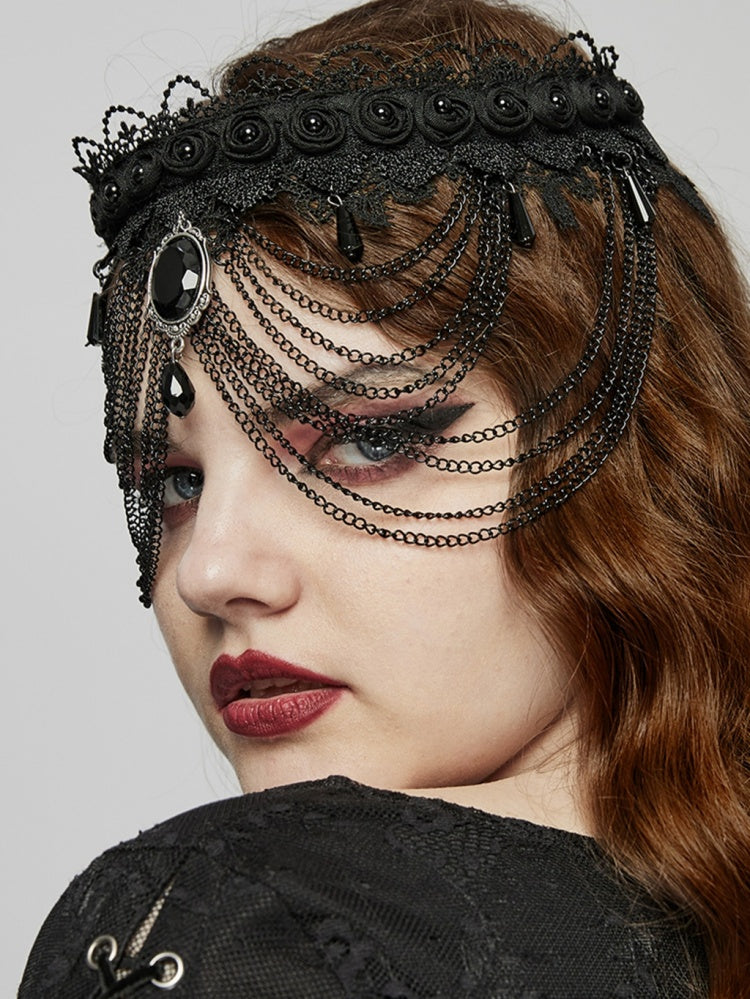 Gothic Kopfbedeckung Spitzenhalsband