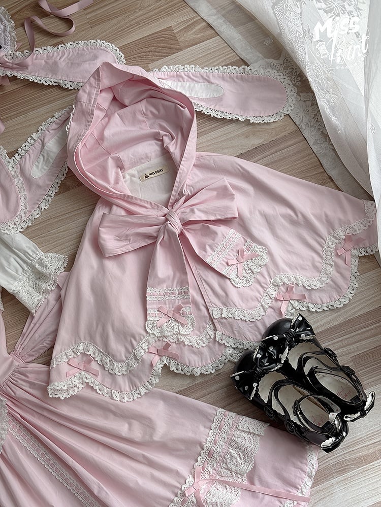 Ohren Hasen Umhang Rosa mit Kapuze