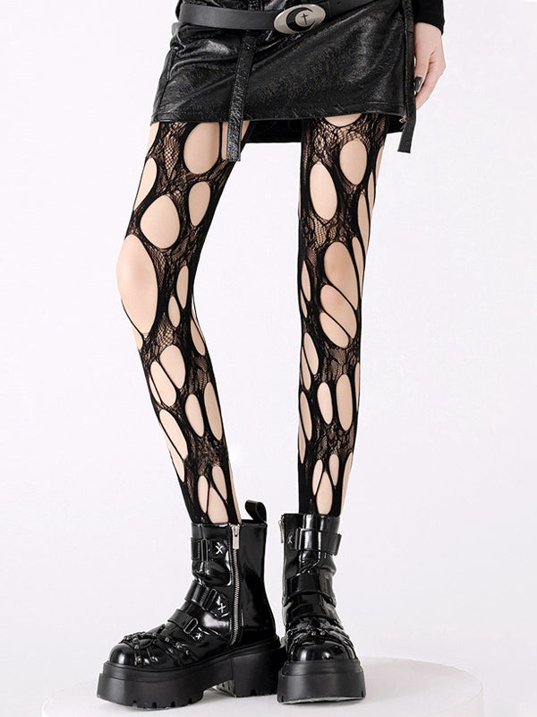 Black / White / Gray / Brown Cutout Fishnet Tights