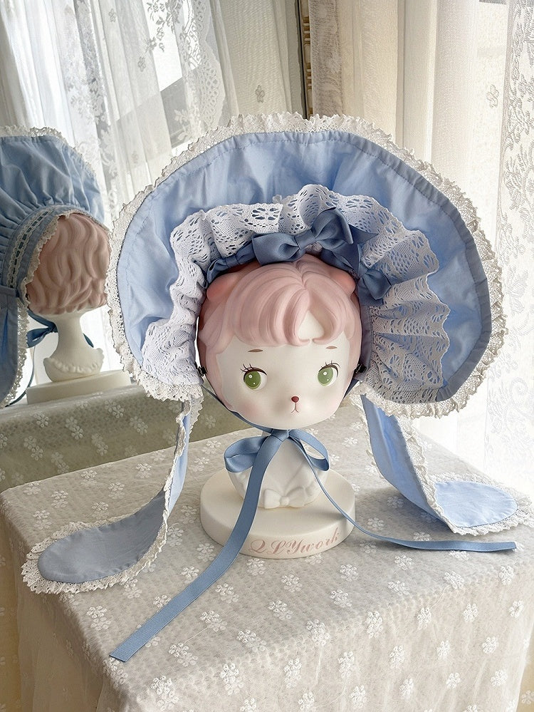 Blue Red / Bunny Bonnet Pink Ears Black
