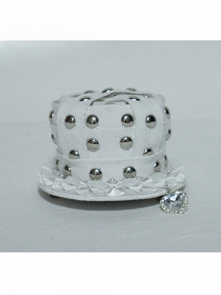 Lolita with Rhinestone Hat Charm White Gothic Mini