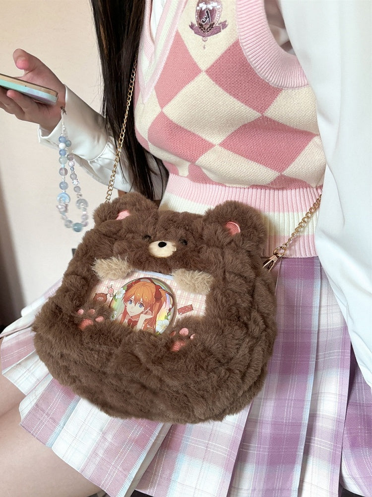 Bear Bag Cute Crossbody Brown Ita Plush