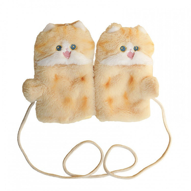 クリーミーな黄色のかわいい猫型手袋