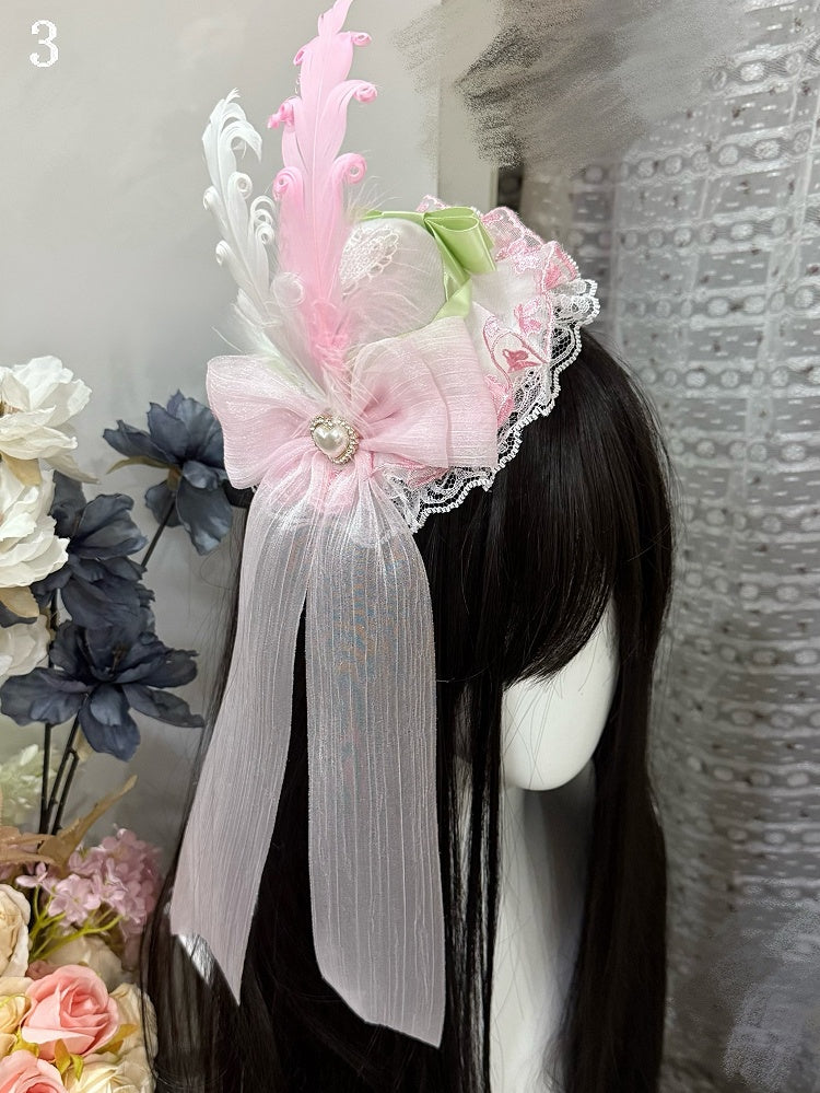 Feather Mini Lace Hat Decorated Design Options Trim Bownot 5