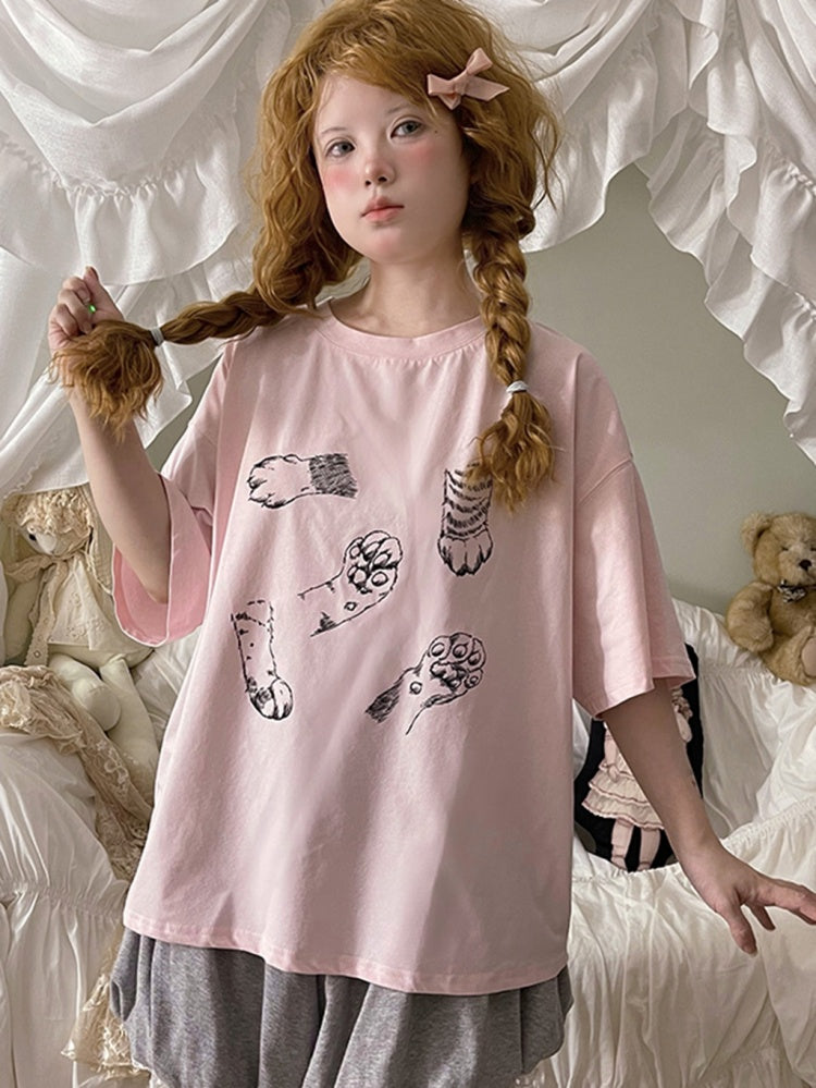 Kitty Claw Print Graphic T-shirt