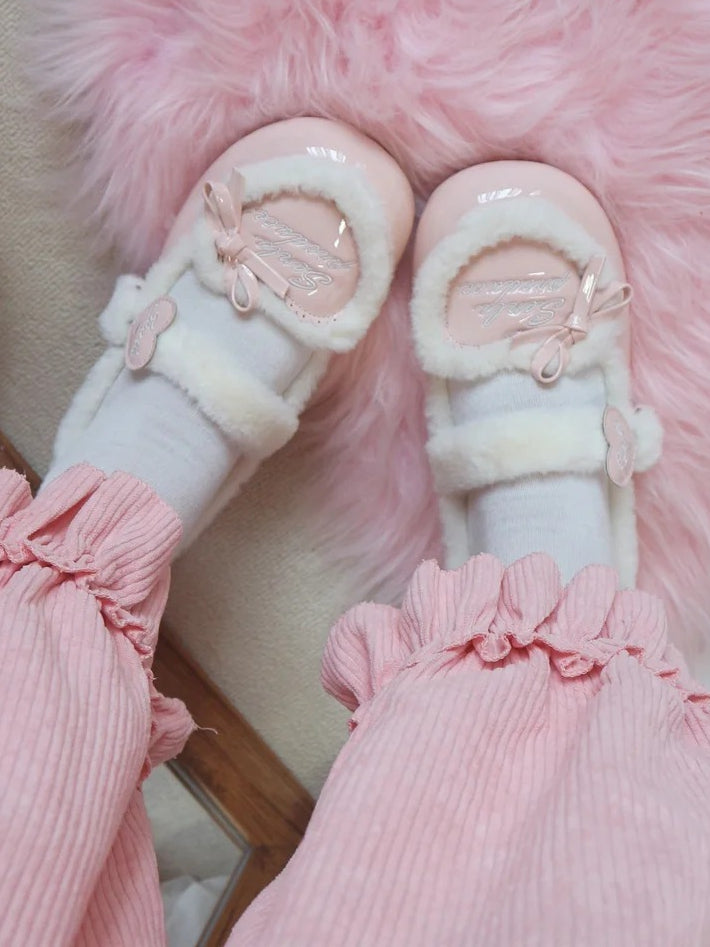 Top Heart Pink Sweet Cozy Fleece Lining at Lolita Flats