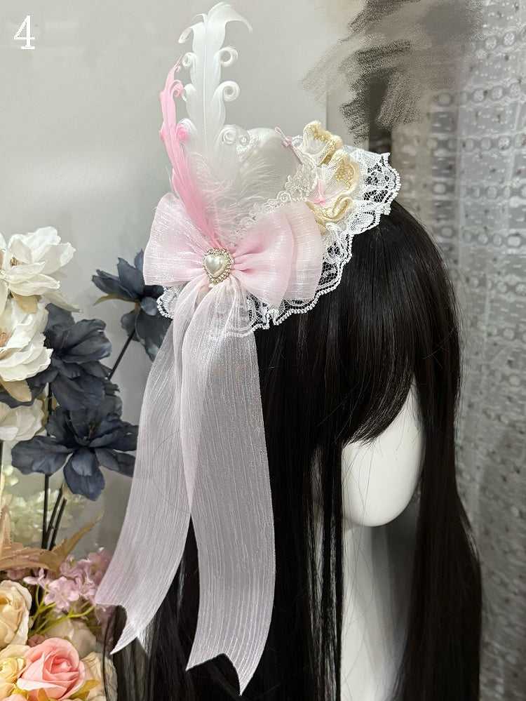 Feather Mini Lace Hat Decorated Design Options Trim Bownot 5