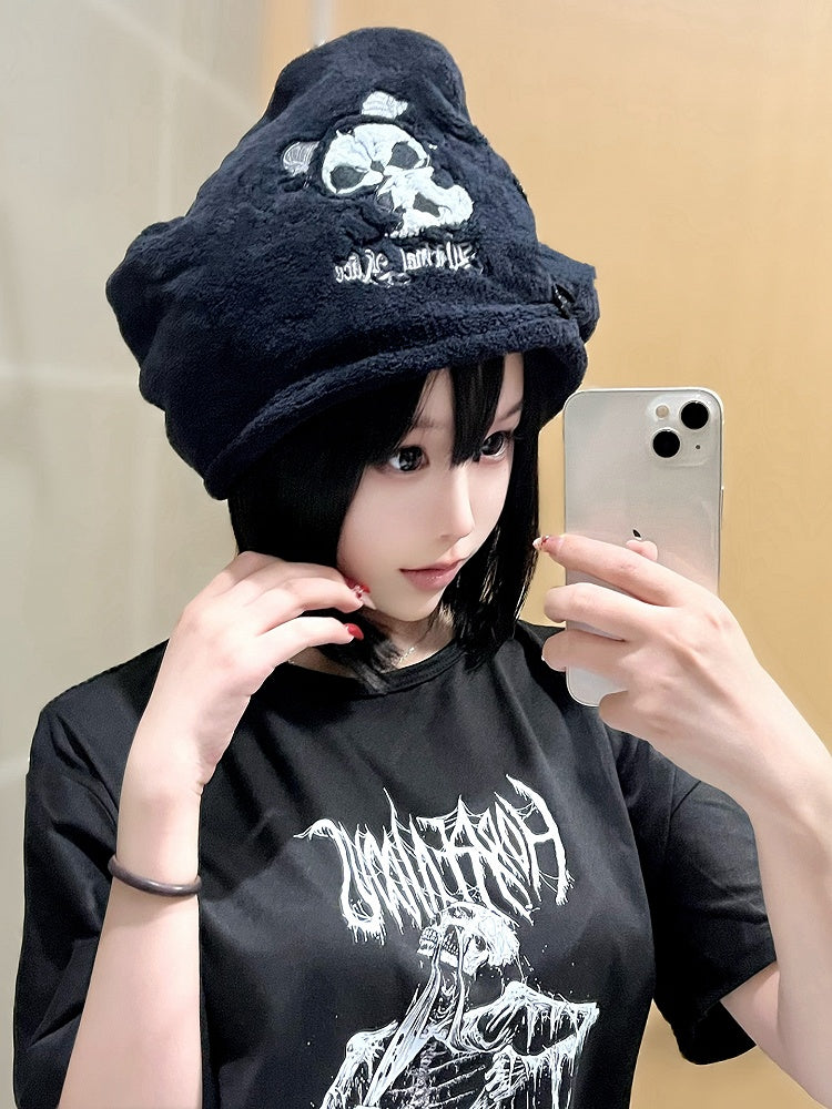 Black Drying Wrap Hair White Grim and Gothic Towel Reaper