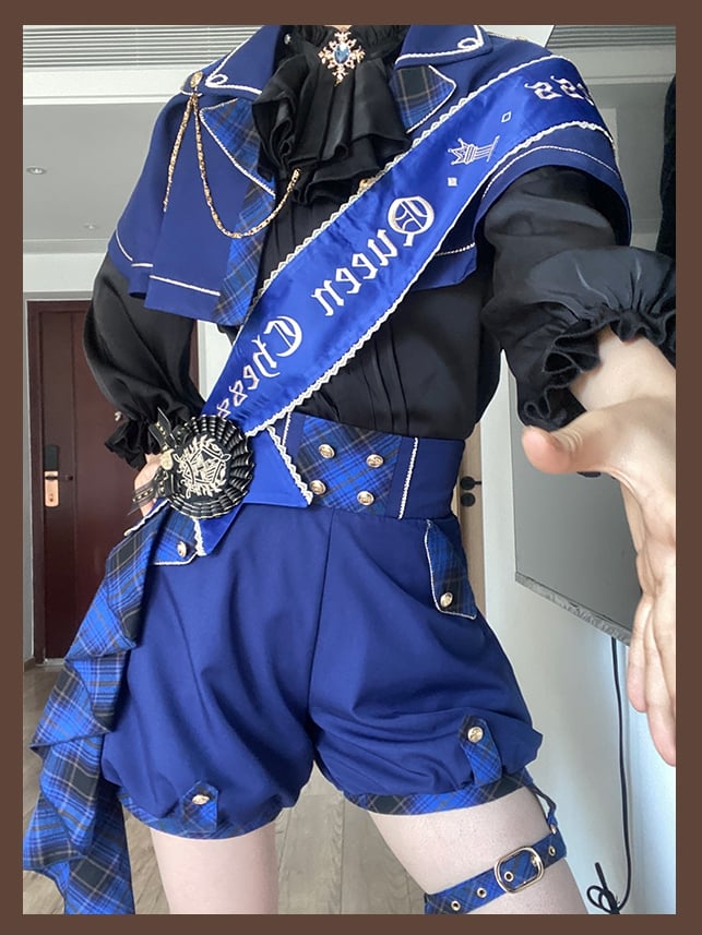 Dark Blue Ravenclaw Ouji Lolita Set Cape + High Waist Shorts