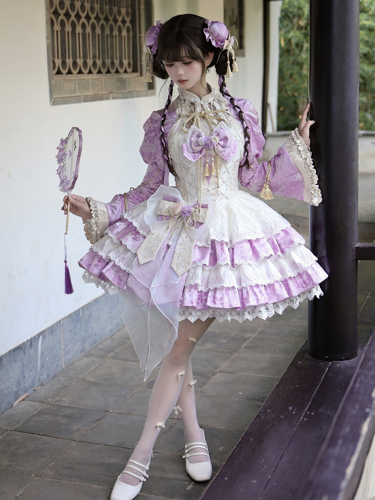 Jacquard Lila Bolero Roben Quaste