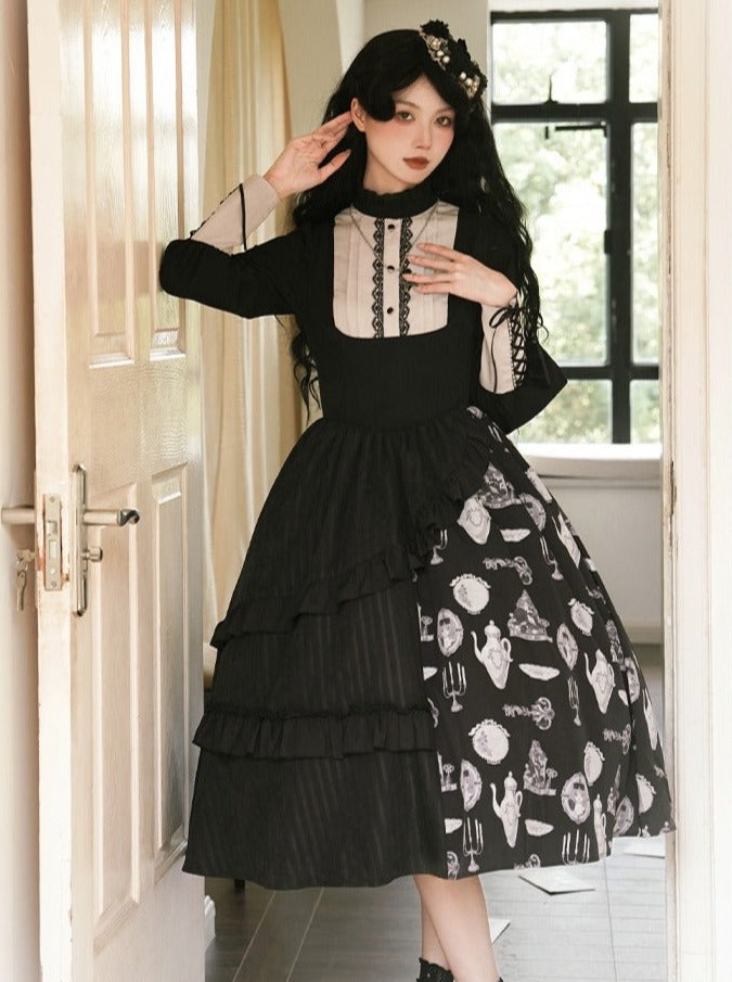 Suspender Skirt + Elegant Puzi Blouse Print Design Original With Kula