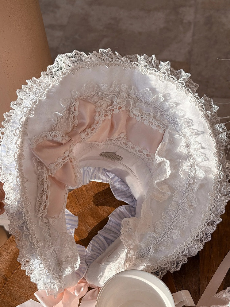 Bonnet Pattern and Blue Lolita Striped Pink