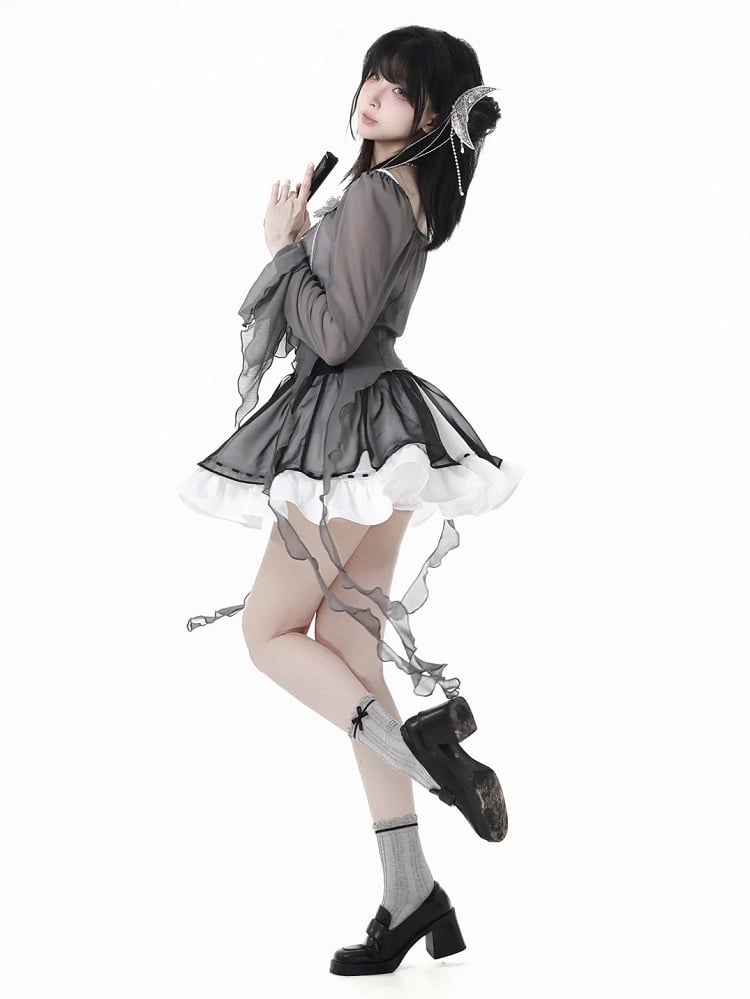 Overlay Corset Belt Mesh Style Black Cheongsam Knot Buttons