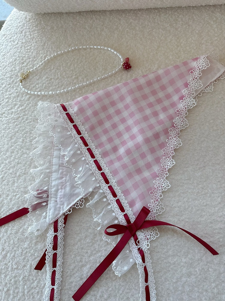 Pink / Red / Black / Blue / Purple Gingham Triangle Scarf