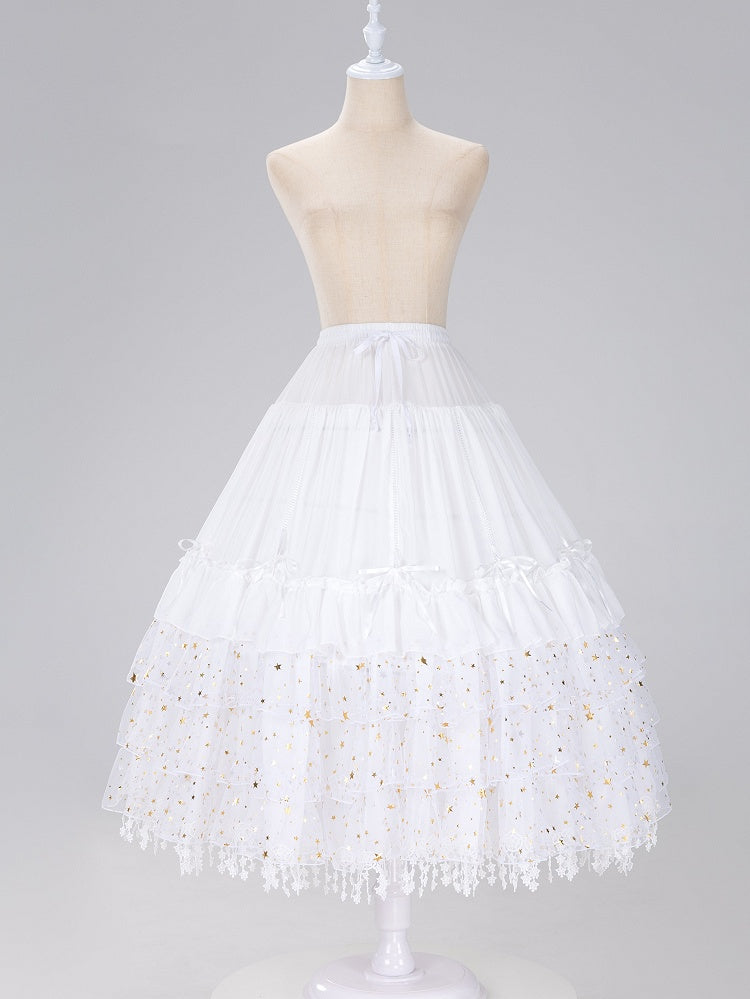 Length Fish-bone Glittering Stars Gorgeous White/Beige/Black Adjustable Petticoat