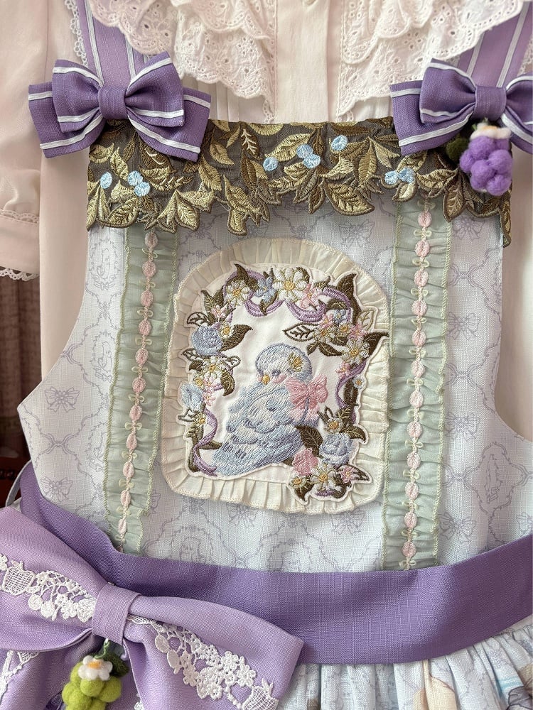 Trauben Overall Papagei Süßes Lolita-Kleid mit Print und niedlich