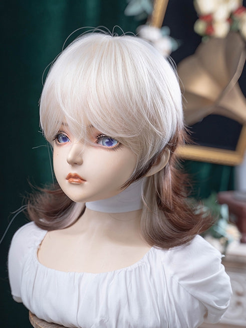 Bangs With Blonde And Air 43CM Length Ombre Brown Wavy Wig