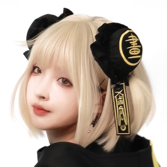 黒と黄色の光るヘアクリップ