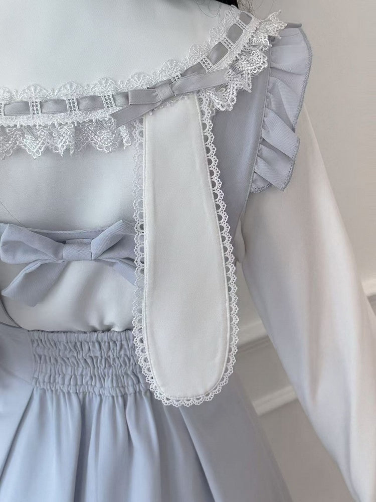 auf mit Chiffon Rock Bowknots Licht Jirai Blau Kei Kleid Saum Tiered