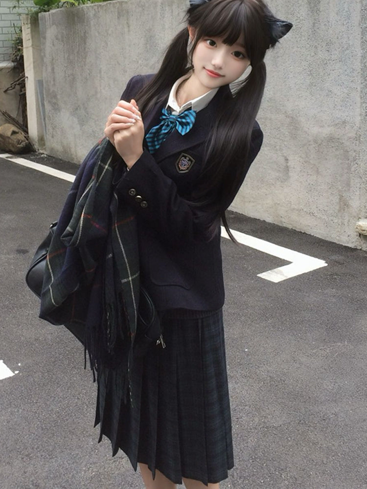 Länge 42CM/45CM/55CM/65CM Plaid Uniform Plissee Rock JK Grün Muster