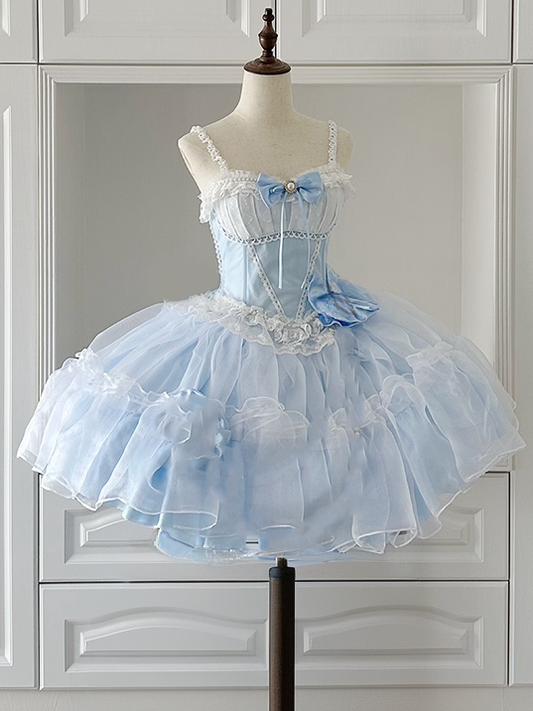 Basque Dress Lolita Skirt Waist Boned Sizes Princess Blue Plus Available Jumper