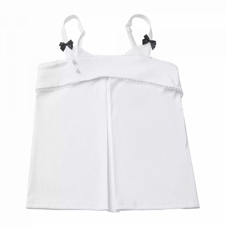 Style Knit Cami Top White Bowknot Details Cheongsam