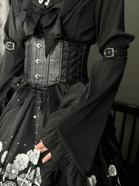Corset Black Boned Belt PU Leather