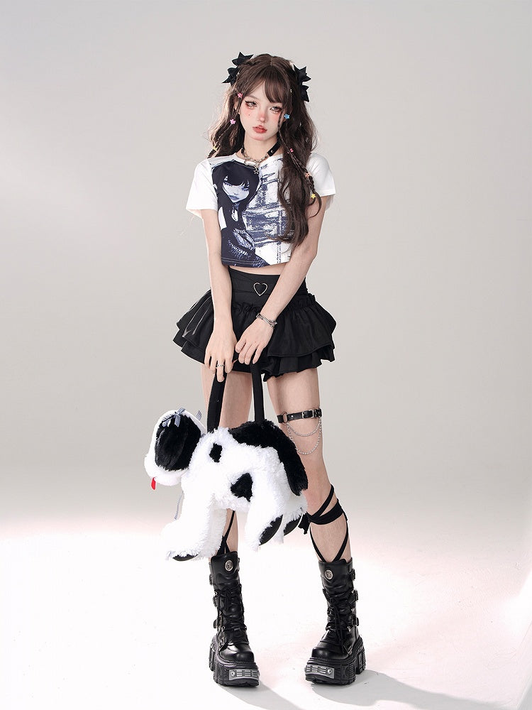 Tiered Mini Skirt Black A-Line Glamorous