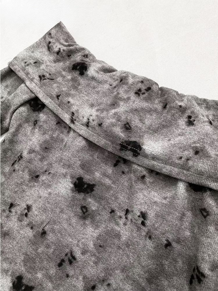 Grey Off-the-shoulder Neckline Top with Plush Hem