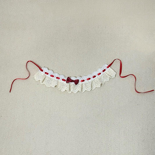 White and Choker Lace Red