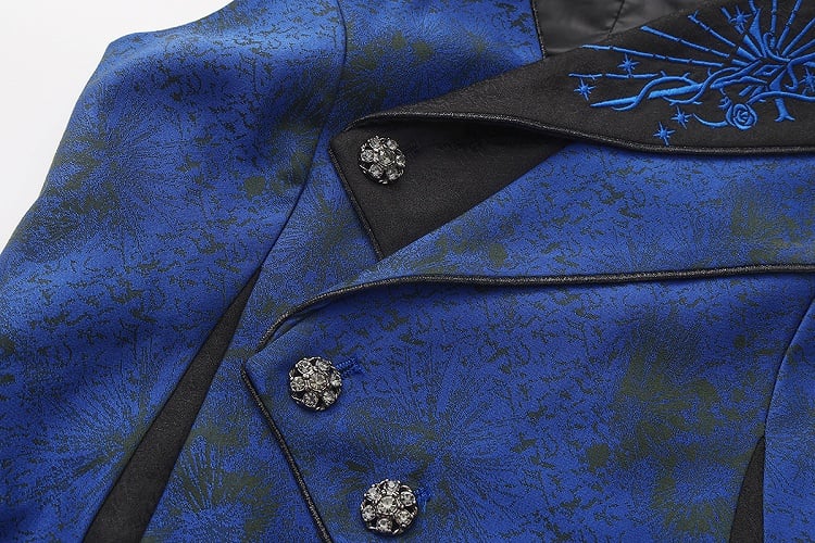 Langer ärmelloser Mantel und asymmetrische Ouji-Weste Blau Dunkelschwarz Lolita