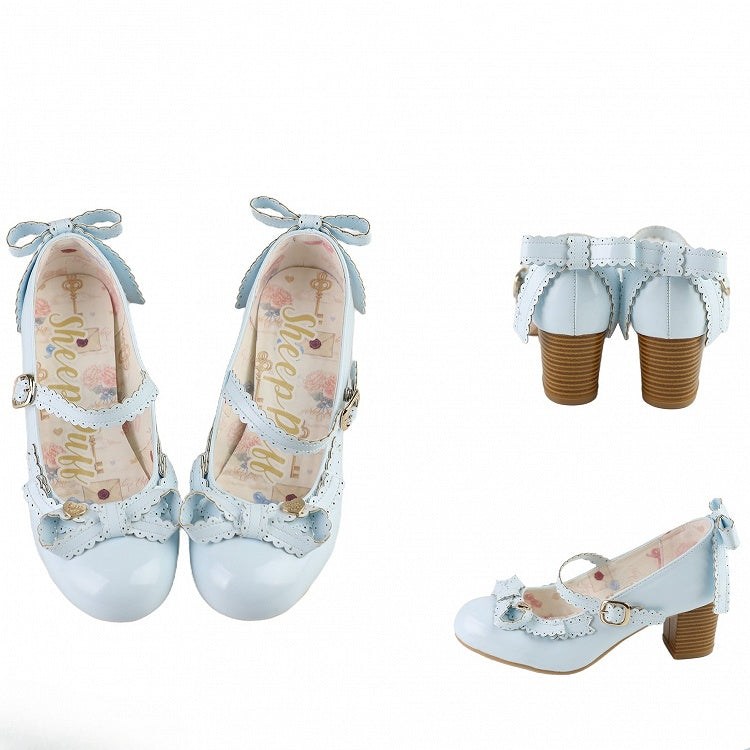 Janes Bow Decorated Mary Blue Top Heart at