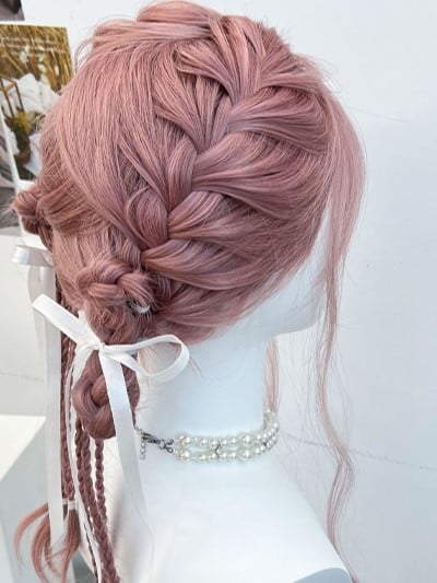 Braided Synthetic Pink Wig