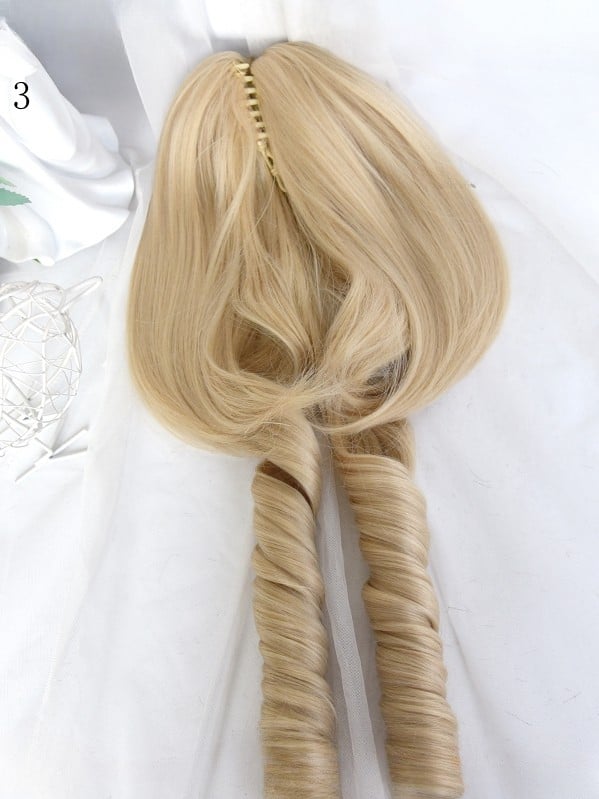 Full Curly Double With Roman 45CM Wig Length Blonde + Claw Clips Bangs Ponytail