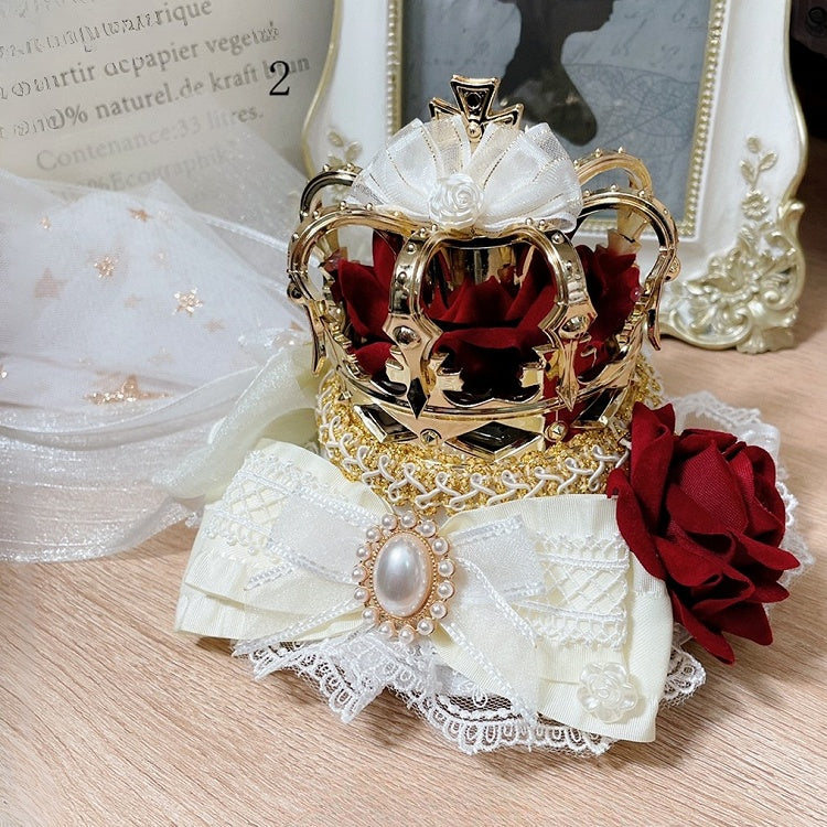 Hime Lolita Minihut mit Blumenmuster und Schleife