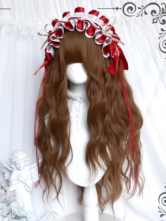 Wavy Full Long Bangs 62cm Brown Wigs With
