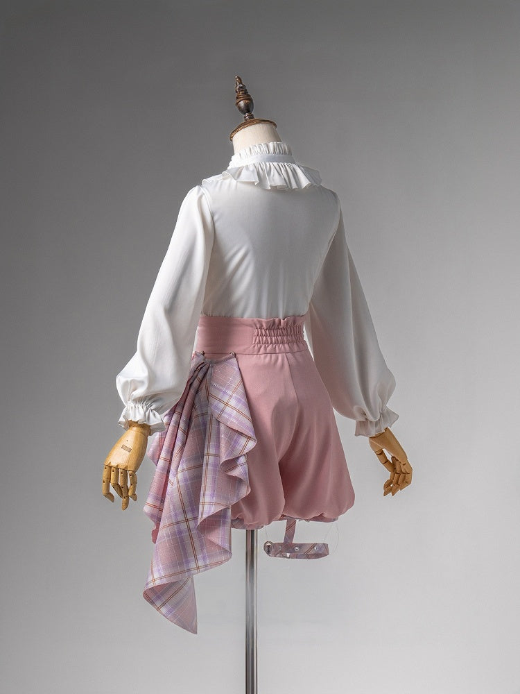 Ouji Shorts Waist Prince Outfit High Lolita + White Cape Shirt and - Pink