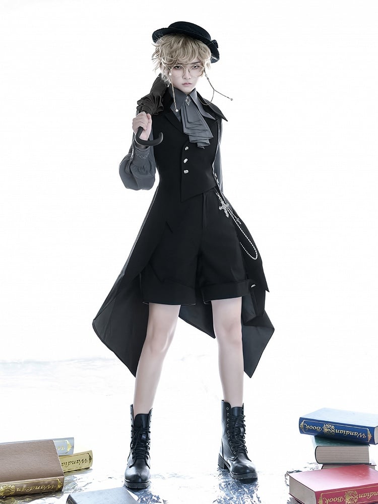 Leg-of-mutton Lolita Jabot Shirt Gray Sleeves Ouji