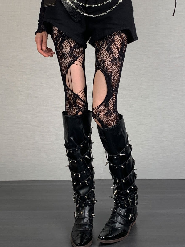 Y2K Color Options Hollow-out Design Cut-out 4 Details Tights