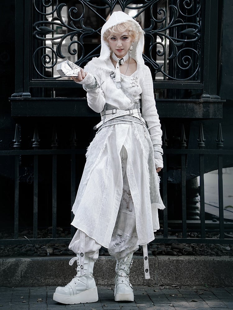 One-Shoulder with Gray Corset Ouji Lolita Strap Tailed Belt Detachable