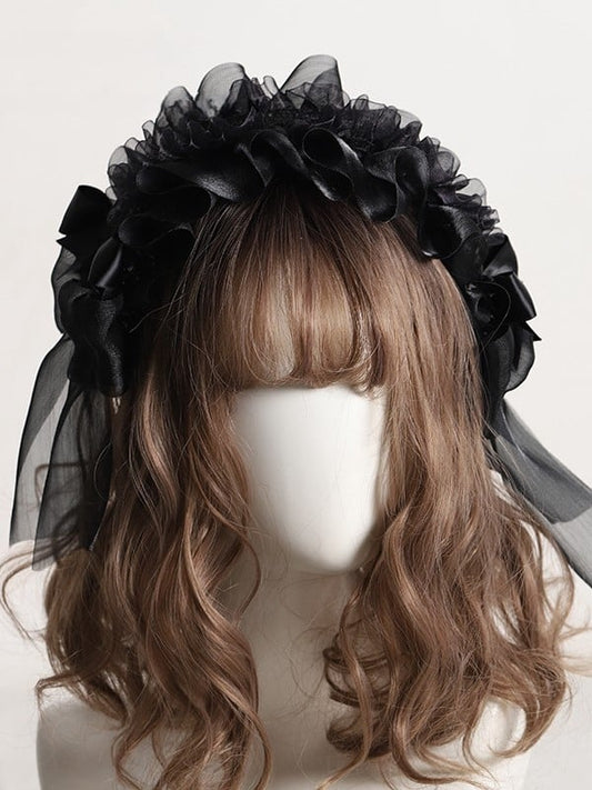 Tulle Yellow Ruffled Black/White/Light KC Bow Lolita Accent with