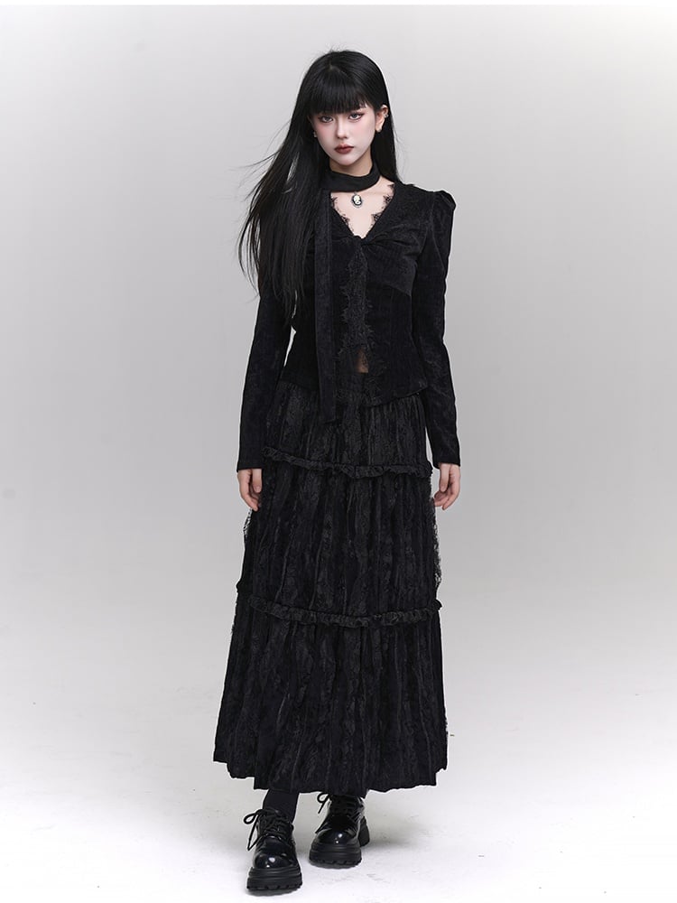Gothic Black Ankle Length Skirt