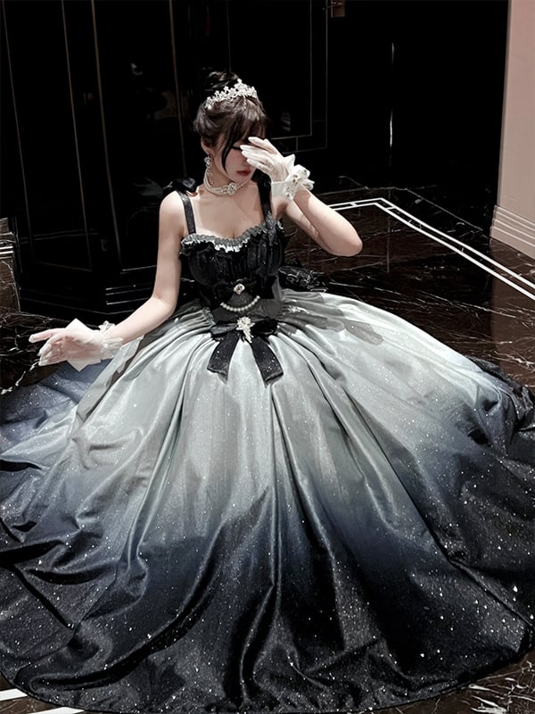 Shimmering Starry Night Gradient Blue Gorgeous Birthday Dress Prom Gown