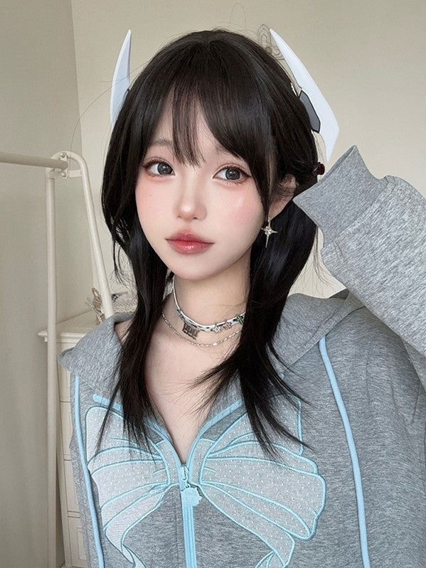Air Length Black Wig Straight With 54CM Bangs