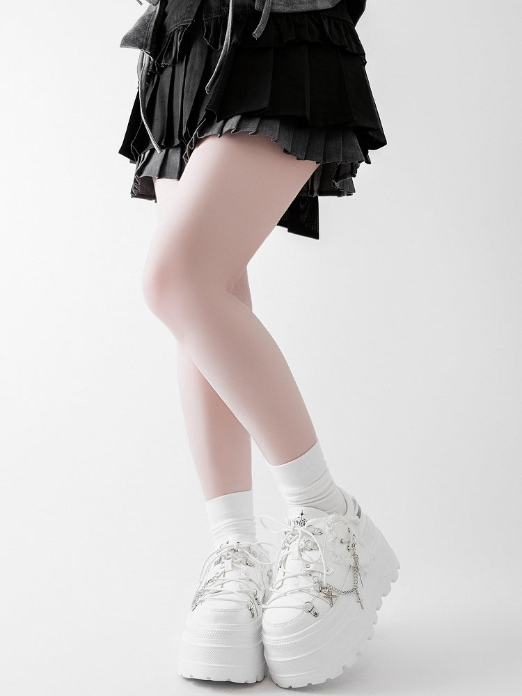 Ties Platform Detachable Punk Chain Shoes Design White Cross Lace-up Charm Front With